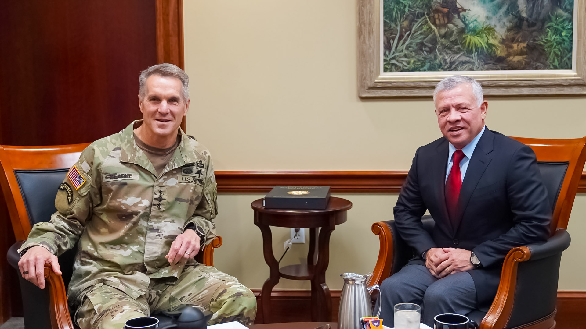 King Abdullah of Jordan meets US military officials in Tampa
